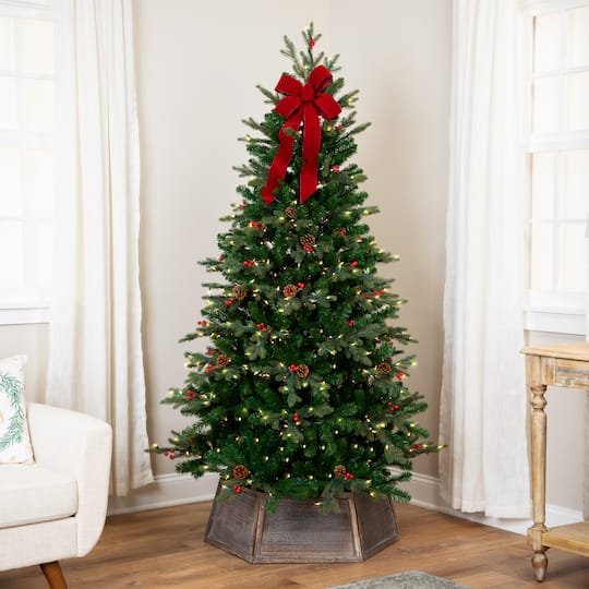 7.5Ft Pre-Lit Real Touch™ Mixed Noble Spruce Artificial Christmas Tree, Clear Lights By Northlight in Green | 7.5 ft | Michaels®